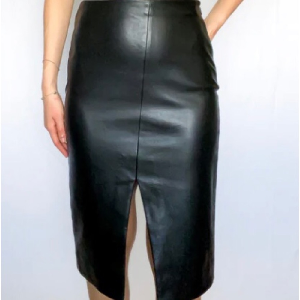 ***NOT FOR SALE****Babaton aritzia black double slit jax pleather high rise